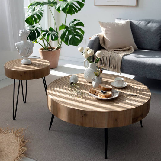® Kawan 2-Piece Modern Farmhouse Living Room Coffee Table Set